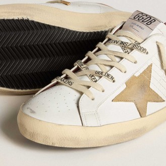 Golden Goose Men's Super-Star Sneakers With Sand Suede Star And Red Croc-print Leather Heel Tab GMF00101.F006611.10531