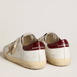 Golden Goose Men's Super-Star Sneakers With Sand Suede Star And Red Croc-print Leather Heel Tab GMF00101.F006611.10531