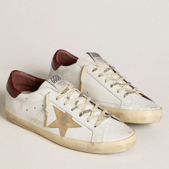 Golden Goose Men's Super-Star Sneakers With Sand Suede Star And Red Croc-print Leather Heel Tab GMF00101.F006611.10531