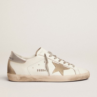 Golden Goose Men's Super-Star Sneakers With Silver Heel Tab And Lettering GMF00102.F000317.10273