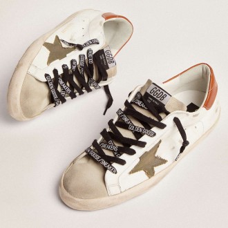 Golden Goose Men's Super-Star Sneakers With Star In Olive Green Canvas GMF00101.F002709.10947