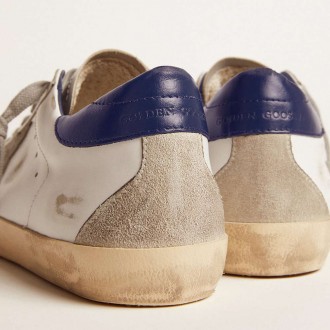 Golden Goose Men's Super-Star Sneakers With Suede Star And Blue Heel Tab GMF00102.F000311.10270