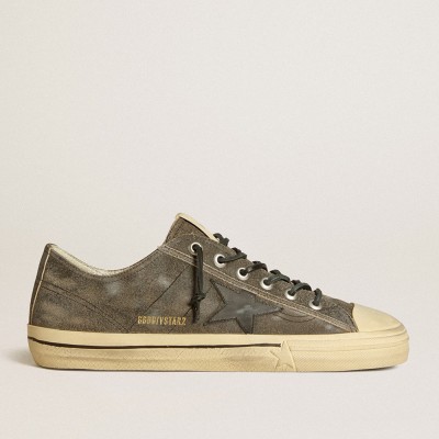 Golden Goose Men's V-Star Sneakers In Black Suede With Black Leather Star GMF00129.F006615.90100