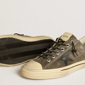 Golden Goose Men's V-Star Sneakers In Black Suede With Black Leather Star GMF00129.F006615.90100