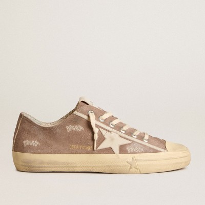 Golden Goose Men's V-Star Sneakers In Dove-gray Suede With Light Gray Leather Star GMF00129.F005902.55597