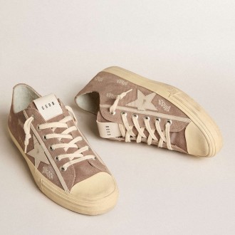 Golden Goose Men's V-Star Sneakers In Dove-gray Suede With Light Gray Leather Star GMF00129.F005902.55597