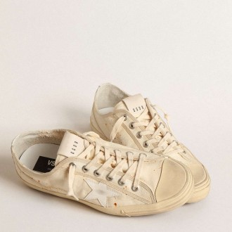 Golden Goose Men's V-Star Sneakers LAB In Canvas With Leather Star And Rust-colored Marks GMF00205.F004646.15257