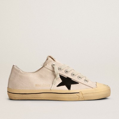 Golden Goose Men's V-Star Sneakers LTD With Black Suede Star And Embroidered Lettering GMF00129.F003087.10283