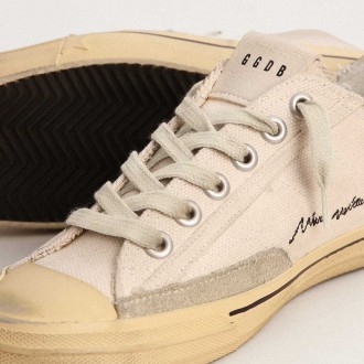 Golden Goose Men's V-Star Sneakers LTD With Black Suede Star And Embroidered Lettering GMF00129.F003087.10283