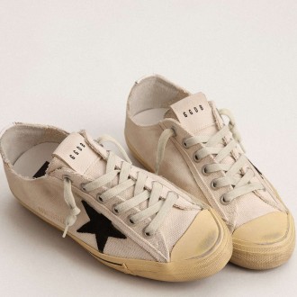 Golden Goose Men's V-Star Sneakers LTD With Black Suede Star And Embroidered Lettering GMF00129.F003087.10283