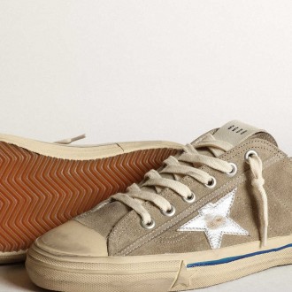 Golden Goose Men's V-Star Sneakers With Suede Upper And Silver Star GMF00129.F003433.60372