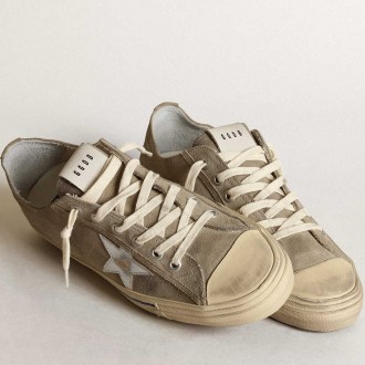 Golden Goose Men's V-Star Sneakers With Suede Upper And Silver Star GMF00129.F003433.60372