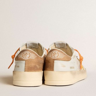 Golden Goose Men's White Stardan Sneakers With Ocher Leather Star And Nubuck Inserts GMF00128.F006049.82693