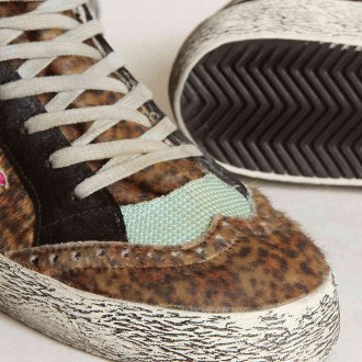 Golden Goose Mid Star Sneakers In Leopard-print Pony Skin With Fuchsia Leather Star GMF00123.F003127.81750