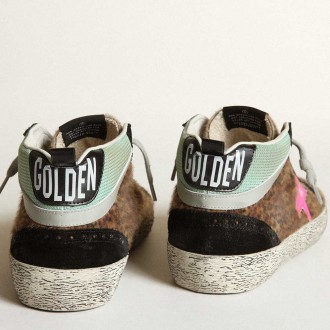 Golden Goose Mid Star Sneakers In Leopard-print Pony Skin With Fuchsia Leather Star GMF00123.F003127.81750