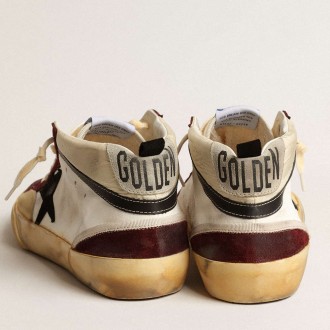 Golden Goose Mid Star Sneakers In Nappa With Black Suede Star And Wine-red Inserts GMF00460.F004009.82103