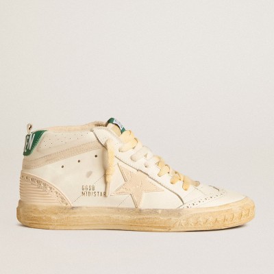 Golden Goose Mid Star Sneakers In Nappa With Textured Rubber Star And Cream Cotton Flash GMF00727.F005841.11856