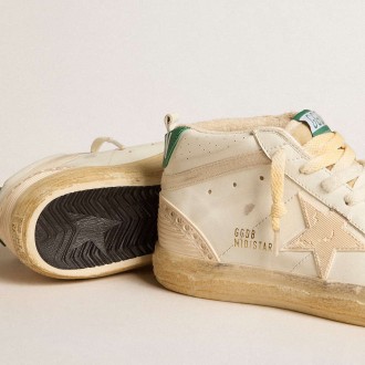 Golden Goose Mid Star Sneakers In Nappa With Textured Rubber Star And Cream Cotton Flash GMF00727.F005841.11856