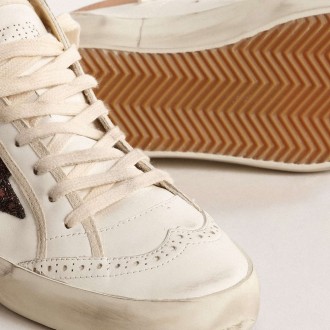 Golden Goose Mid Star Sneakers LTD In Nappa With Glitter Star And Nude Leather Flash GWF00122.F004529.11489