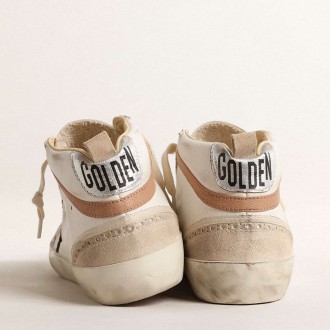 Golden Goose Mid Star Sneakers LTD In Nappa With Glitter Star And Nude Leather Flash GWF00122.F004529.11489