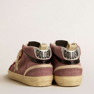 Golden Goose Mid Star Sneakers LTD In Violet Suede With Platinum Leather Star And Black Flash GWF00122.F005142.45418