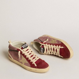 Golden Goose Mid Star Sneakers LTD In Violet Suede With Platinum Leather Star And Black Flash GWF00122.F005142.45418