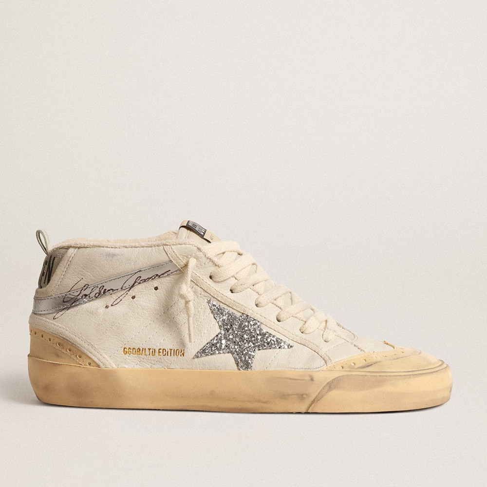 Golden Goose Mid Star Sneakers LTD With Glitter Star And Metallic Leather Flash GWF00122.F004530.82285