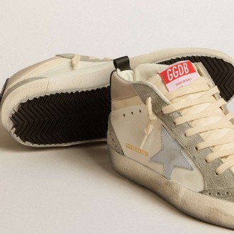 Golden Goose Mid Star Sneakers LTD With Light Gray Leather Star And Gray Suede Inserts GWF00122.F005149.11655