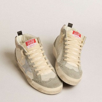 Golden Goose Mid Star Sneakers LTD With Light Gray Leather Star And Gray Suede Inserts GWF00122.F005149.11655