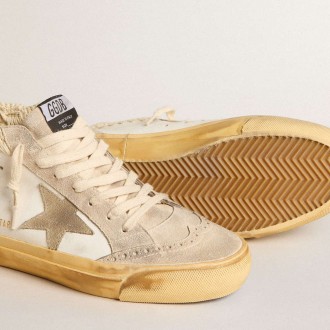 Golden Goose Mid Star Sneakers LTD With Pearl Suede Star And Beige Crochet Heel Tab GWF00728.F006099.11910