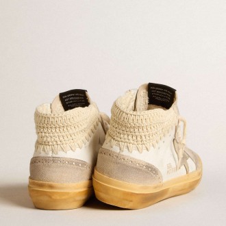 Golden Goose Mid Star Sneakers LTD With Pearl Suede Star And Beige Crochet Heel Tab GWF00728.F006099.11910