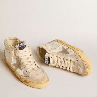 Golden Goose Mid Star Sneakers LTD With Pearl Suede Star And Beige Crochet Heel Tab GWF00728.F006099.11910