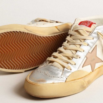 Golden Goose Mid Star Sneakers LTD With Silver Metallic Leather Inserts And Pink Star GWF00460.F004004.81998