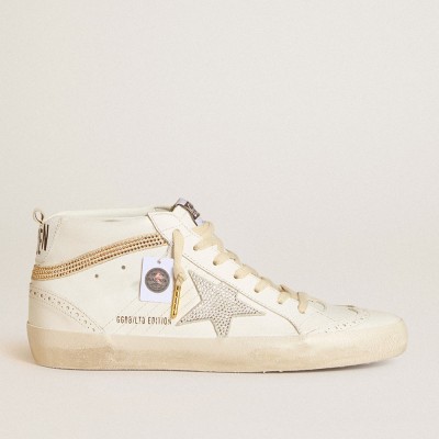 Golden Goose Mid Star Sneakers LTD With Star And Heel Tab In Suede With Swarovski Crystals GWF00122.F006508.11748