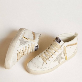 Golden Goose Mid Star Sneakers LTD With Star And Heel Tab In Suede With Swarovski Crystals GWF00122.F006508.11748