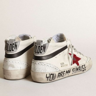 Golden Goose Mid Star Sneakers With A Pink Laminated Leather Star And Black Flash GWF00122.F003357.11231