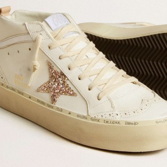 Golden Goose Mid Star Sneakers With Glitter Star And Metallic Silver Leather Flash GWF00699.F006870.12168