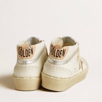 Golden Goose Mid Star Sneakers With Glitter Star And Metallic Silver Leather Flash GWF00699.F006870.12168