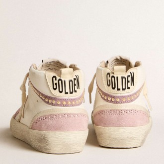 Golden Goose Mid Star Sneakers With Gold Leather Star And Pink Suede Flash With Pearls GWF00122.F005915.82664