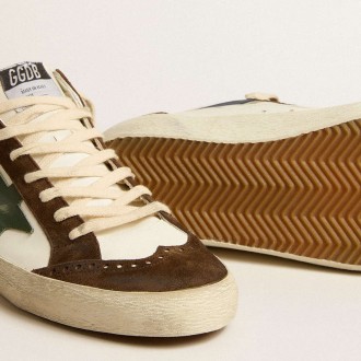 Golden Goose Mid Star Sneakers With Green Leather Star And Blue Leather Flash GMF00122.F005264.82518