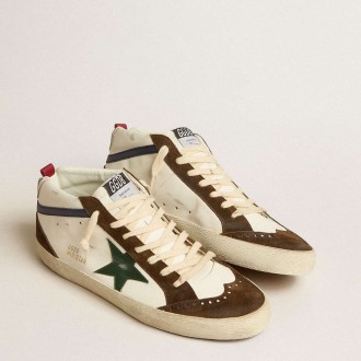 Golden Goose Mid Star Sneakers With Green Leather Star And Blue Leather Flash GMF00122.F005264.82518