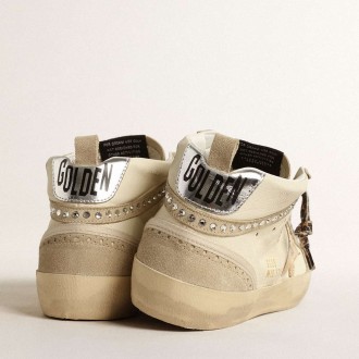 Golden Goose Mid Star Sneakers With Metallic Leather Star And Swarovski Crystal Flash GWF00122.F004542.11497