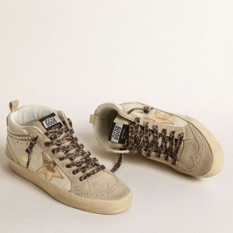 Golden Goose Mid Star Sneakers With Metallic Leather Star And Swarovski Crystal Flash GWF00122.F004542.11497