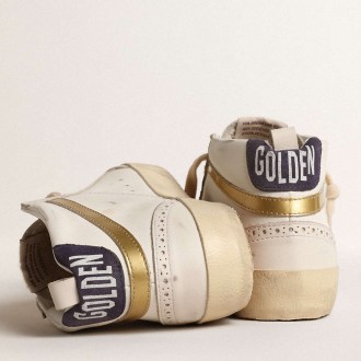 Golden Goose Mid Star Sneakers With Pink Suede Star And Gold Metallic Leather Flash GWF00122.F004544.11499