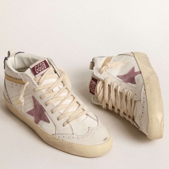 Golden Goose Mid Star Sneakers With Pink Suede Star And Gold Metallic Leather Flash GWF00122.F004544.11499