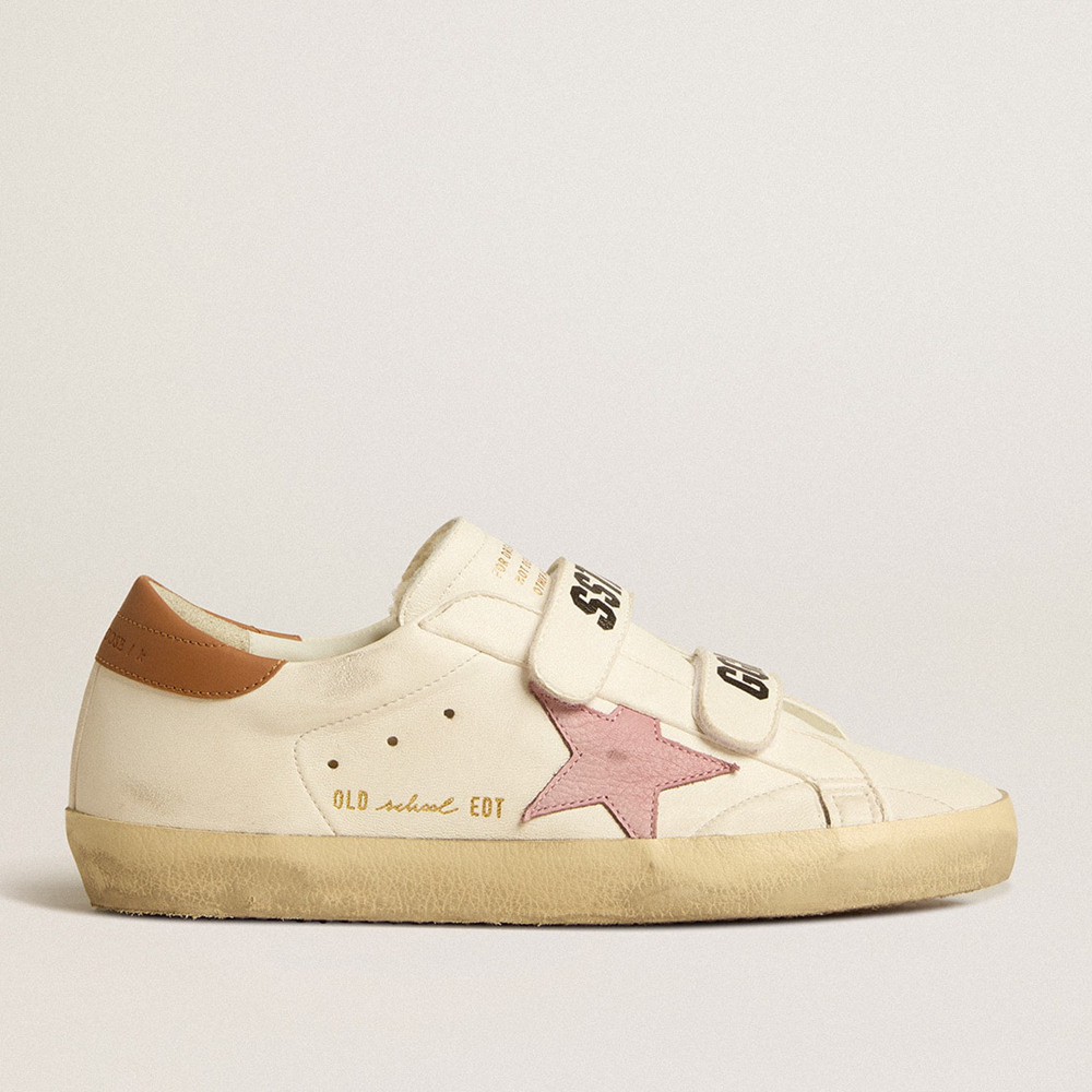 Golden Goose Old School Sneakers In Nappa Leather With Pink Leather Star And Beige Shearling Lining GWF00111.F005123.10842