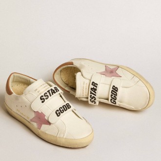 Golden Goose Old School Sneakers In Nappa Leather With Pink Leather Star And Beige Shearling Lining GWF00111.F005123.10842