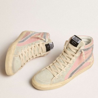 Golden Goose Pink Slide Sneakers LTD With Leather Star And Swarovski Crystal Flash GWF00115.F005246.25644