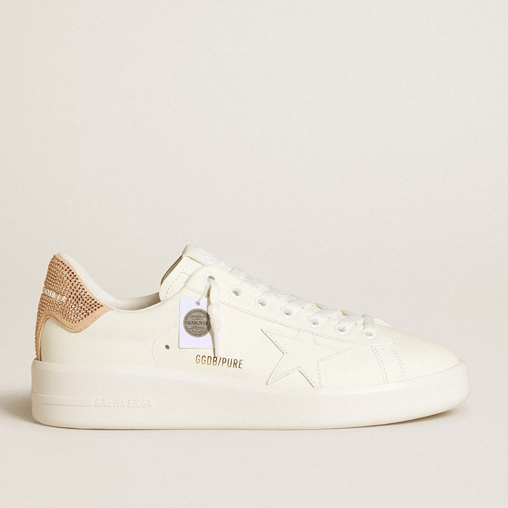 Golden Goose Purestar Sneakers With Leather Star And Suede Heel Tab With Swarovski Crystals GWF00197.F006512.12108