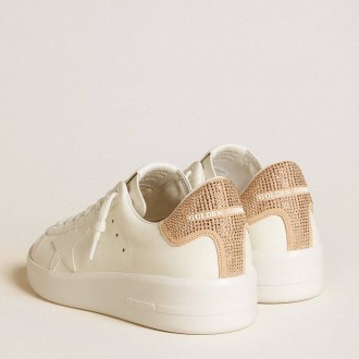 Golden Goose Purestar Sneakers With Leather Star And Suede Heel Tab With Swarovski Crystals GWF00197.F006512.12108